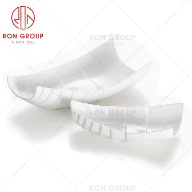 Boat shaped Japanese restaurant creative tableware hotel ceramic bamboo pattern dish plate