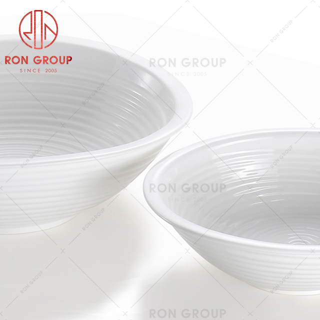 Thread design restaurant tableware white large medium-sized hotel dinnerware soup noodles rice bowl