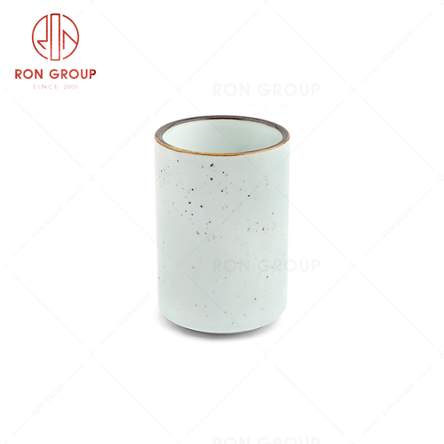 RonGroup New Color Misty White Bule Chip Proof Porcelain  Collection - Ceramic Drinkware Straight Tea Cup 