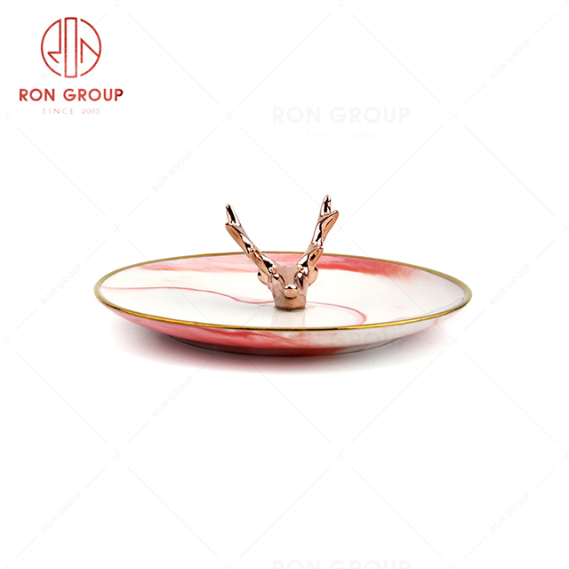 Unique design restaurant tableware holiday gift hotel dinner decorative round plate