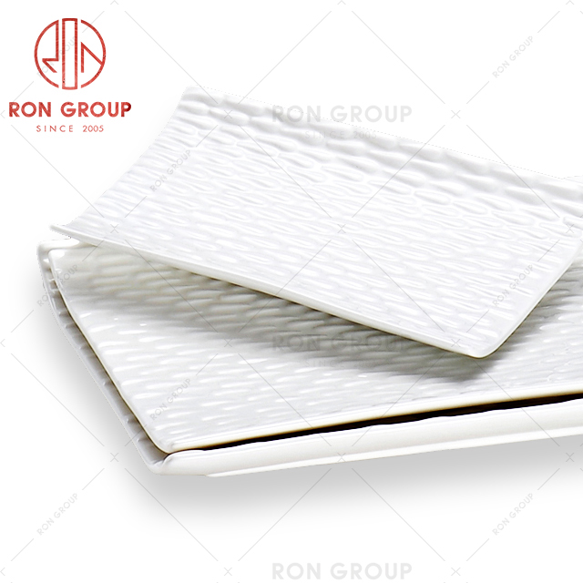 Relief design rectangular creative dinnerware high quality hotel tableware snack fruit plate