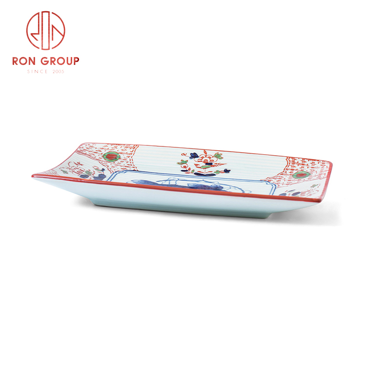 Asian style porcelain dinnerware set restaurant hotel supplies porcelain rectangular plate