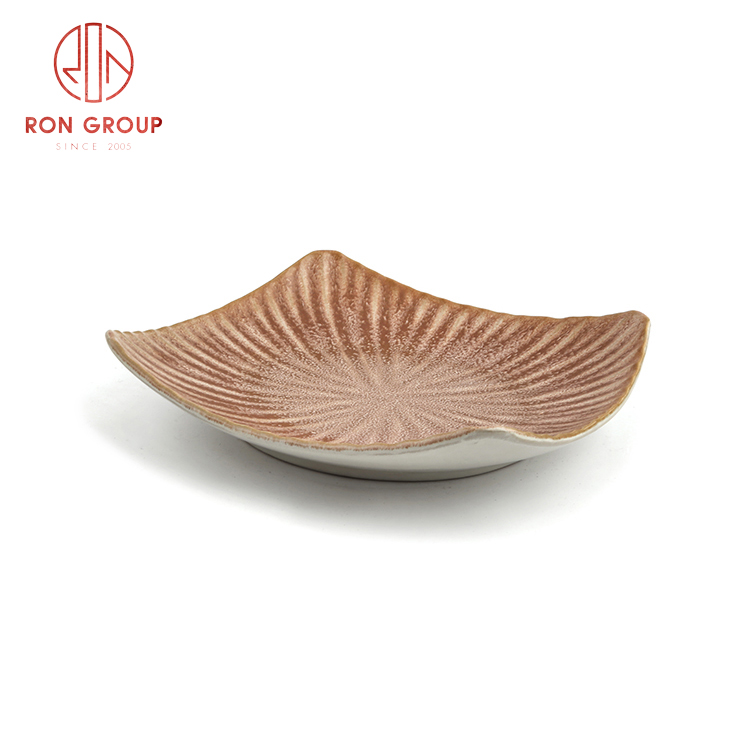 Popular Asian style ceramic dinnerware set restaurant hotel supplies ceramic blade grain square plate