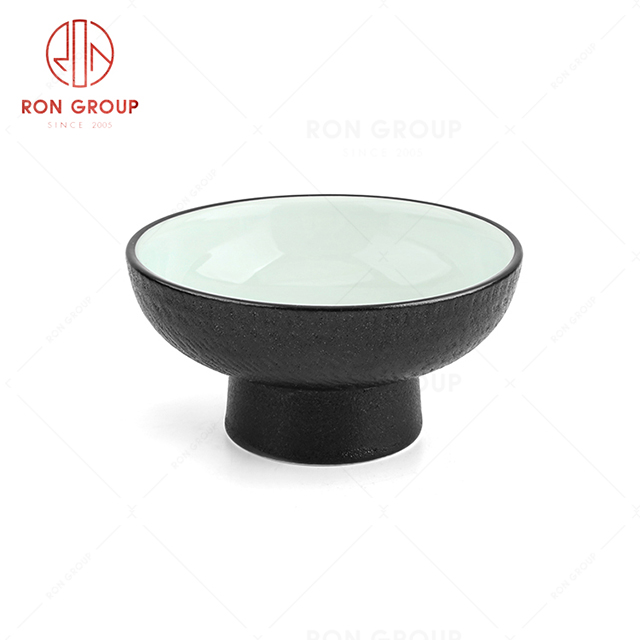 High temperature firing quality ceramic art restaurant frosted ripple high bowl
