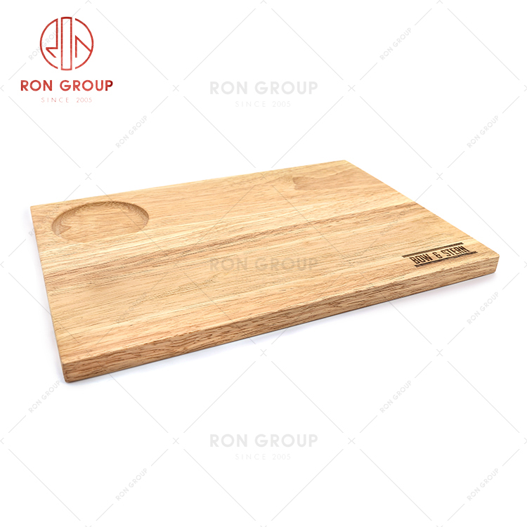 Creative design restaurant wooden tableware with groove custom steak pizza plate