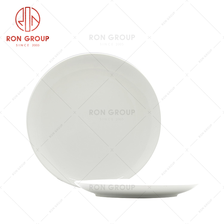 Green material fired restaurant tableware hotel event dinnerware ceramic shallow plate