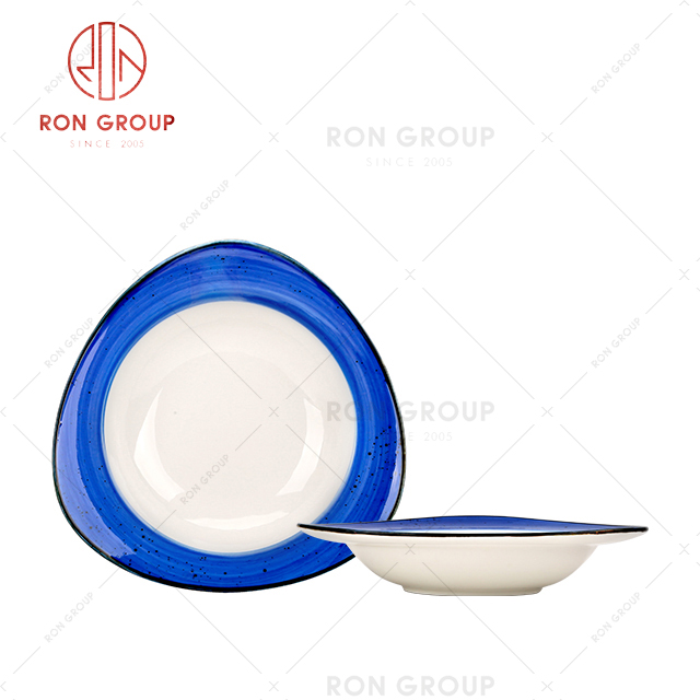 CE Certification Hotel Restaurant Dinner Set Ceramic Triangle Shape Soup Plate