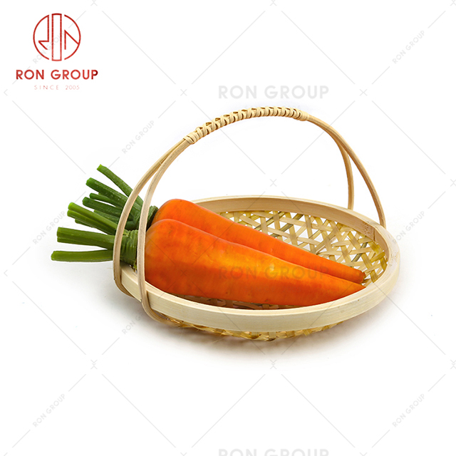Rural style restaurant kitchen utensils portable vegetable fruit rattan basket