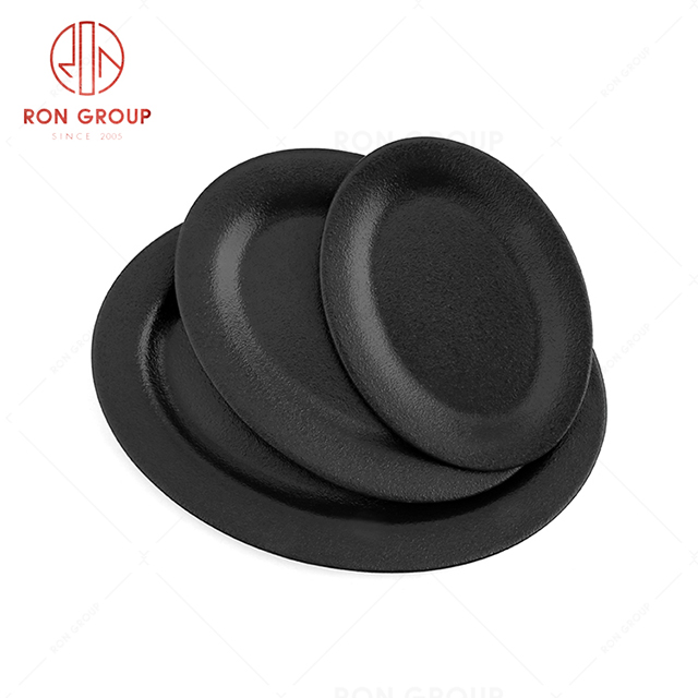 RonGroup New Color Matte Black Chip Proof Porcelain  Collection - Ceramic Dinnerware Fish Plate 