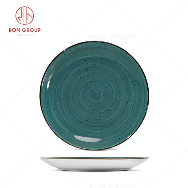 RN0037P03210-16-22-28  Wholesale Chip Proof  Porcelain Midnight Blue Shallow Round Plate