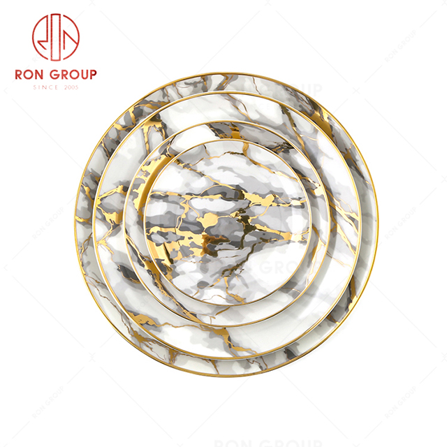 Wedding hotel party exquisite tableware restaurant light luxury style service plate