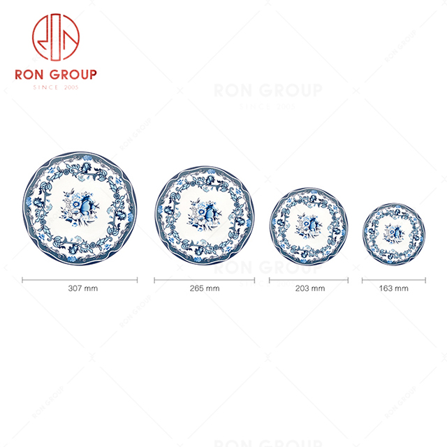 Advanced design blue star hotel tableware restaurant wedding party service plate