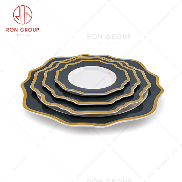 Eye catching design superior restaurant banquet ceramic tableware hotel special soup salad plate