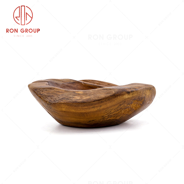 Art design unique shape eye-catching restaurant tableware wooden profiled bowl