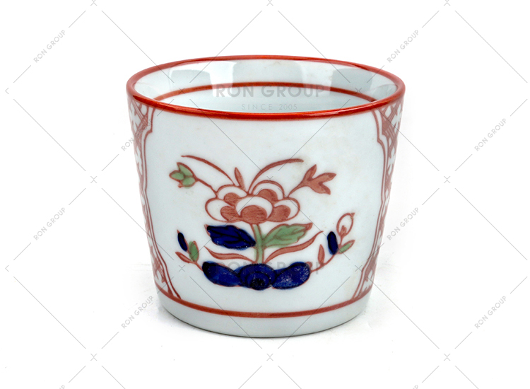 Classic red and blue color with restaurant tableware nice hotel flower pattern cup