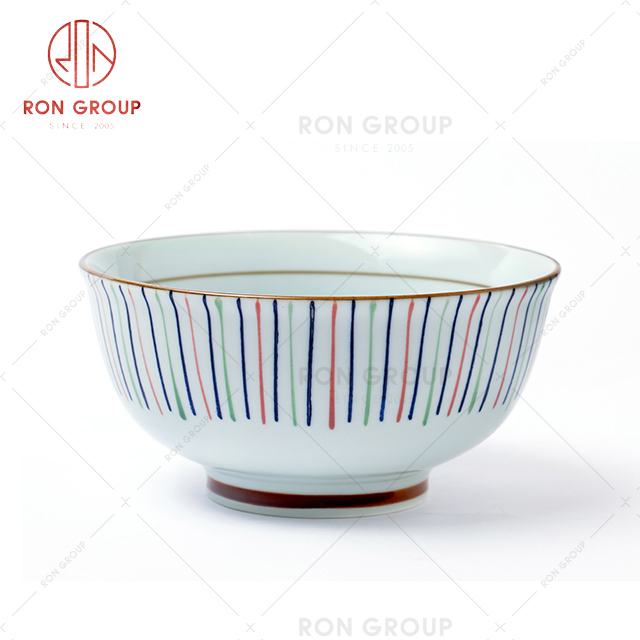 Simple style high feet round porcelain bowl wholesale ceramic dinnerware