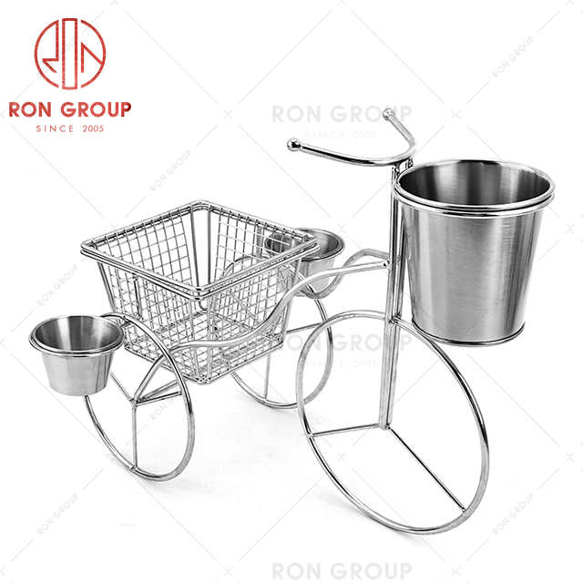 Interesting design stainless steel restaurant tableware hotel activity bicycle snack stand