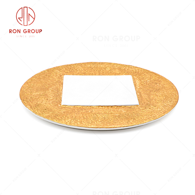 RN0660P00001 Hot Selling High-end Exquisite and Elegant Ceramic Stone Pattern Round Plate