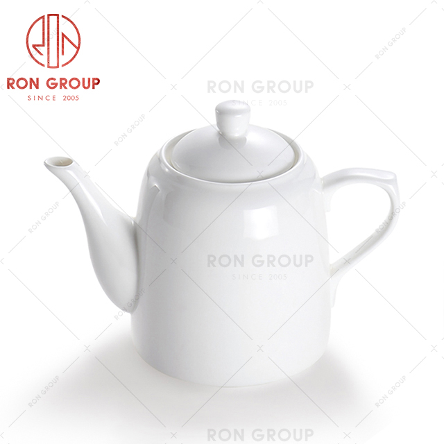 Heat resistant simple style hotel tableware restaurant high repurchase rate quality white teapot with cover