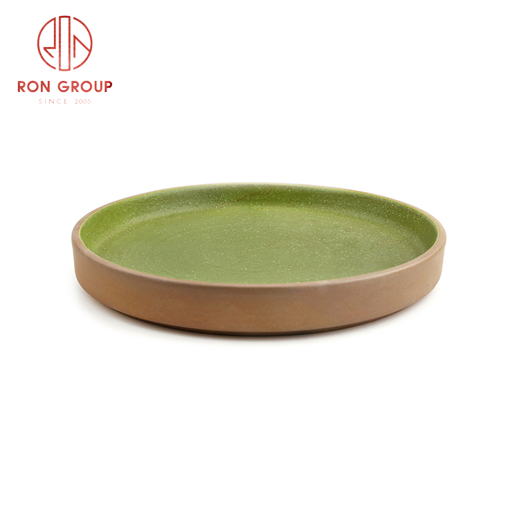 Top selling Asian style ceramic dinnerware set restaurant use ceramic water wave round plate