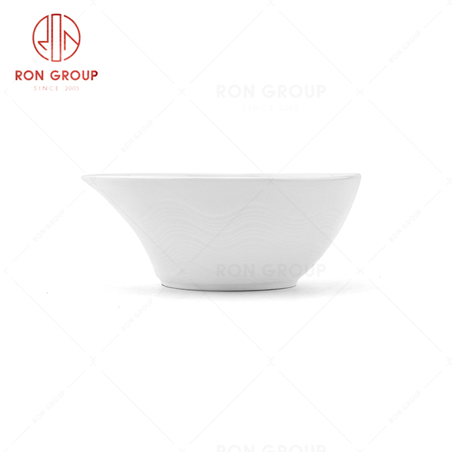 Embossed design pure white restaurant creative tableware hotel special shape sea food soup bowl