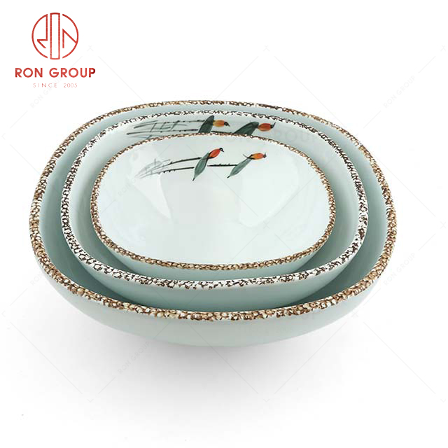 RonGroup Hand Drawing Magple Sophisticated  Design Tableware  Collection - Ceramic Dinnerware Rael Square  Bowl 