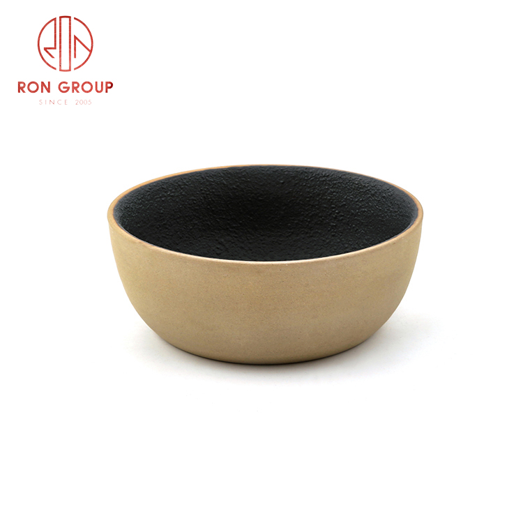 Best selling frosted black ceramic rice bowl restaurant hotel supplies dinnerware set