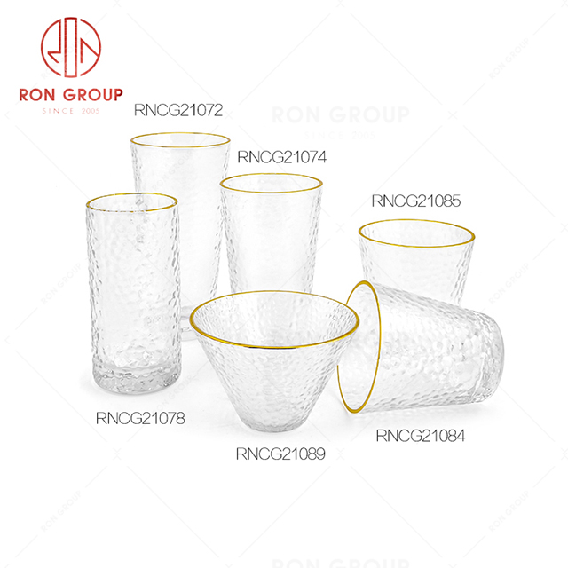 Elegant style star hotel golden edge wine cup restaurant simply style large capacity glass water cup