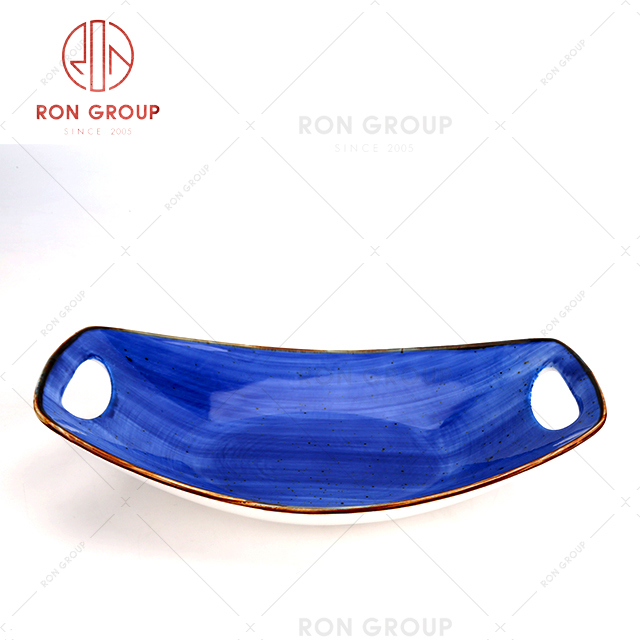  Best hot sale restaurant hotel ceramic dinner plate with handles