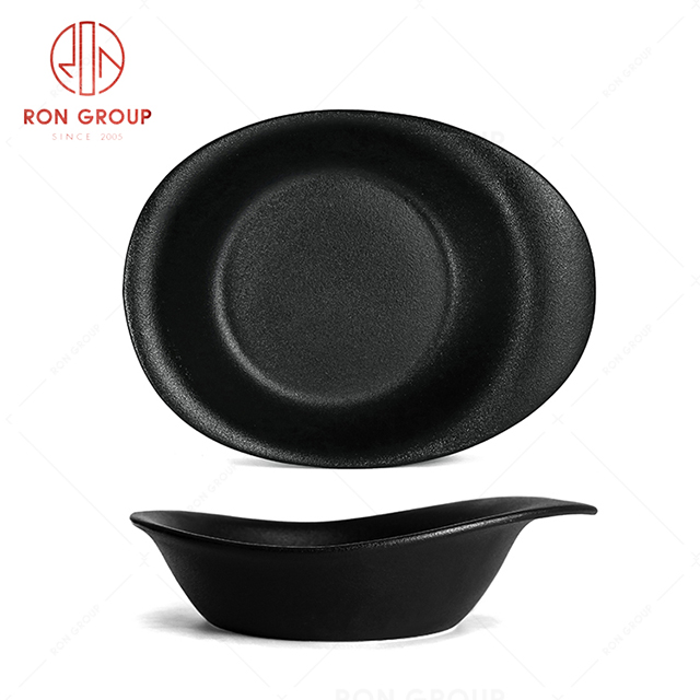 RonGroup New Color Matte Black Chip Proof Porcelain  Collection - Ceramic Dinnerware Salad Bowl 