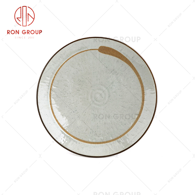 Modern style design French restaurant ceramic tableware hotel flat trumpet plate