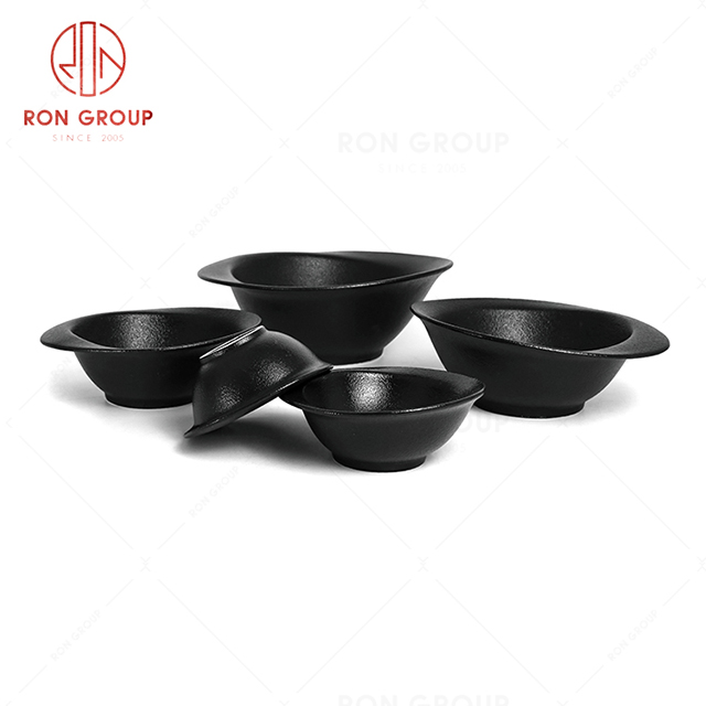 RonGroup New Color Matte Black Chip Proof Porcelain  Collection - Ceramic Dinnerware Odd Bowl 