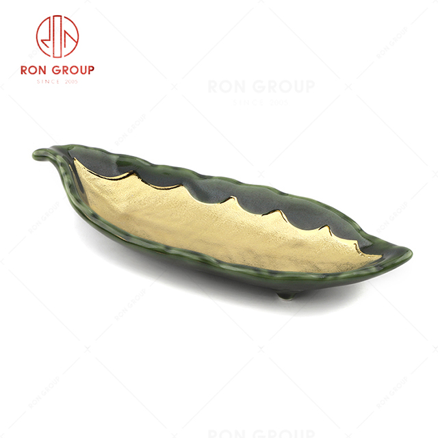 RN0660P00618 Wholesale Unique Design Exquisite Leaf Shape Porcelain Plate