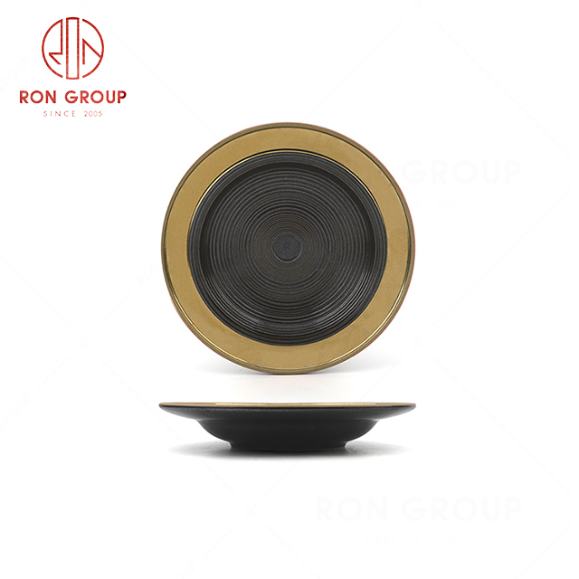 RN0040P00327 Hot Selling Unique Design Elegant Ceramic Round Soup Plate