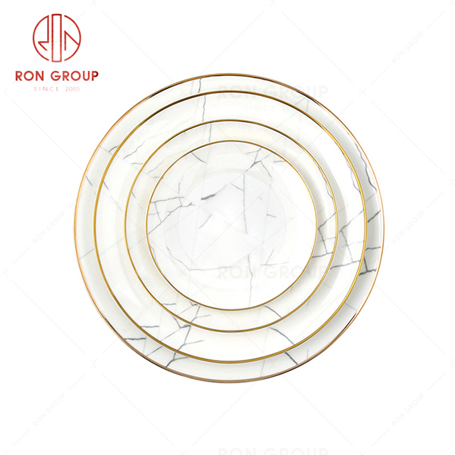 Northern European simple Phnom Penh marble texture bone china tableware
