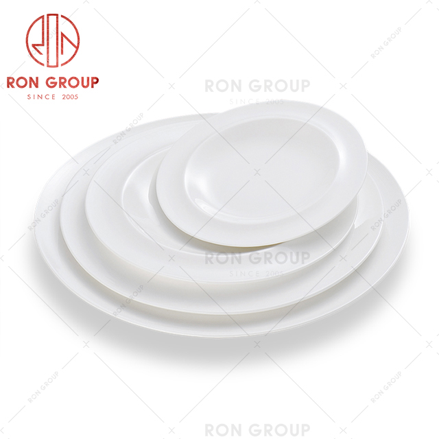 Classic simple white restaurant tableware customized different design specifications hotel dishes plate soup bowl