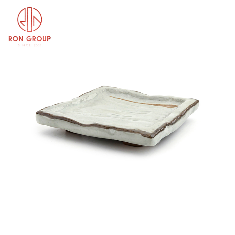 Wholesale cheap price restaurant hotel supplies square barbecue plate ceramic dinner plate