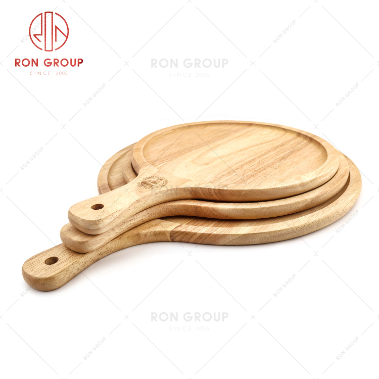 Portable handle restaurant wooden tableware bar hotel dinner ware durable pizza plate