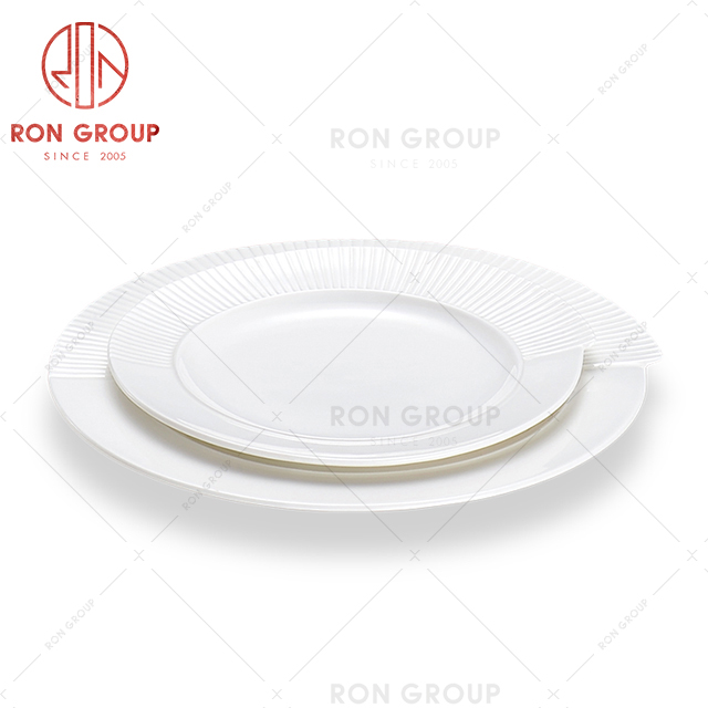 Asymmetric pattern design creative restaurant tableware hotel customized white plate