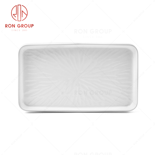 Simple style restaurant tableware hotel rectangular lotus pattern design snack sushi plate