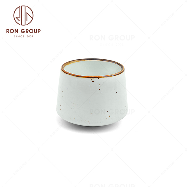 RonGroup New Color Misty White Bule Chip Proof Porcelain  Collection - Ceramic Drinkware Tea Cup 