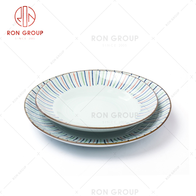 round shaped sushi plate Japanese cuisine use sushi dish set for sale