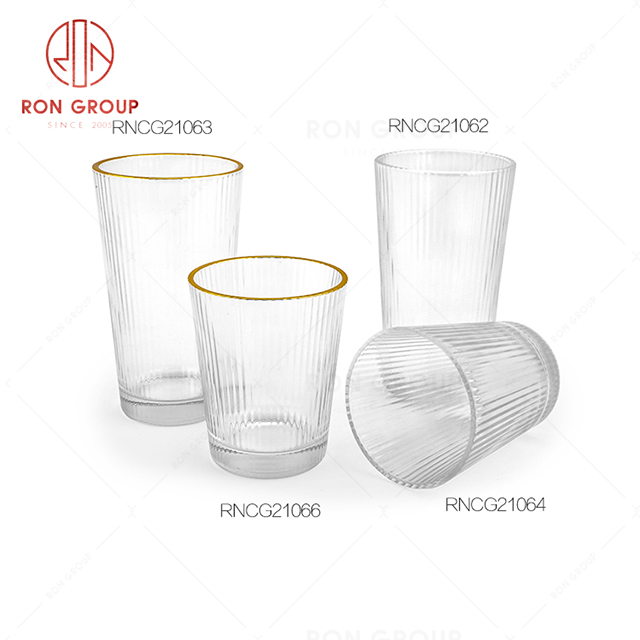 Stripe design high-end hotel breakfast milk cup restaurant tea wine beverage glass