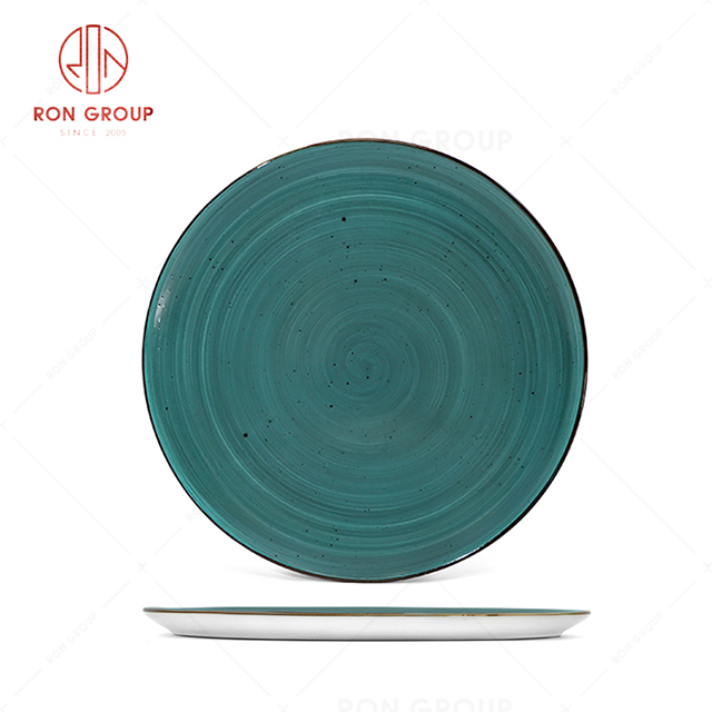 RN0037P03468 Wholesale Chip Proof Porcelain Midnight Blue Pizza Plate