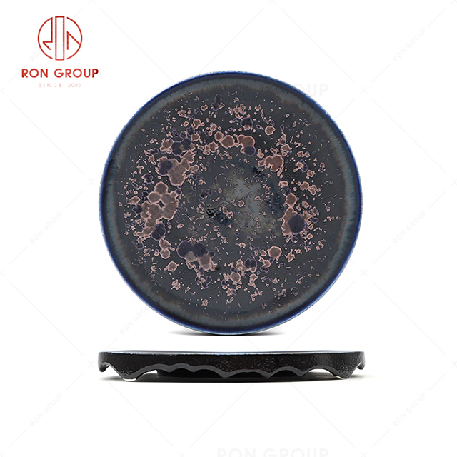 RN0660P00358  Wholesale High Quality Exquisite and Practical Ceramic Vocanic Rim Plate
