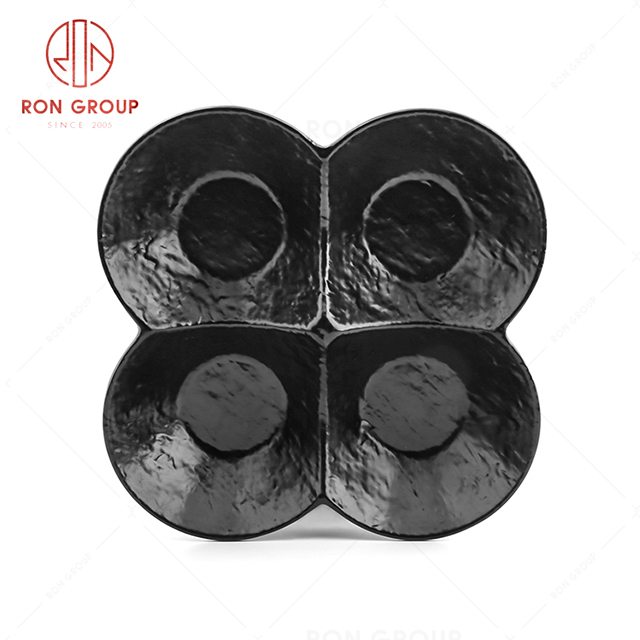 Multifunctional restaurant tableware snack fruit four lattices round bowl