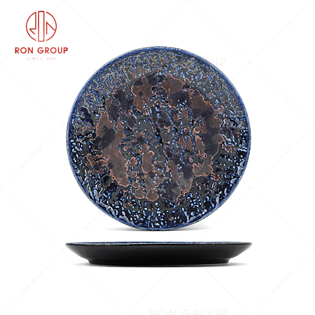 RN0660P00339  Hot Selling High Quality  Exquisite  Ceramic  Stone Pattern Shallow Plate