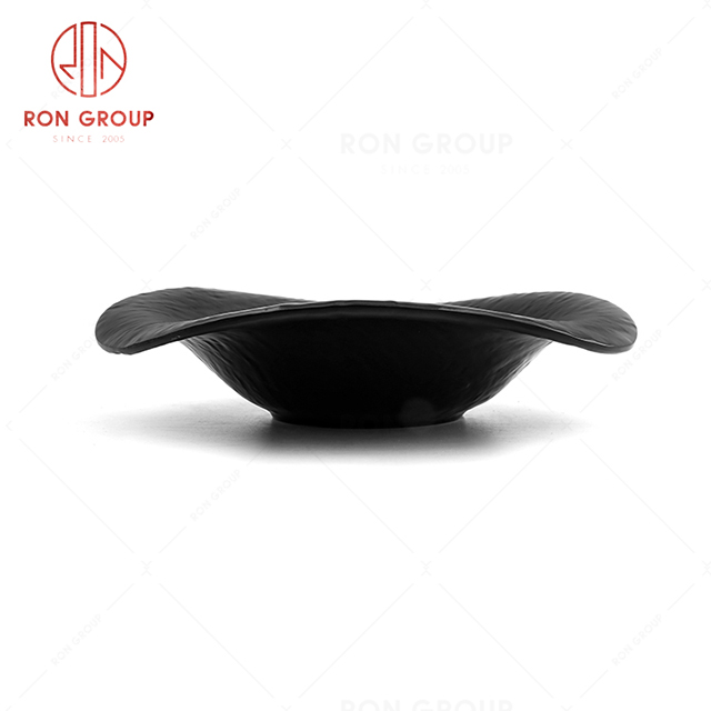 Wide edge design western restaurant tableware black matte deep dish