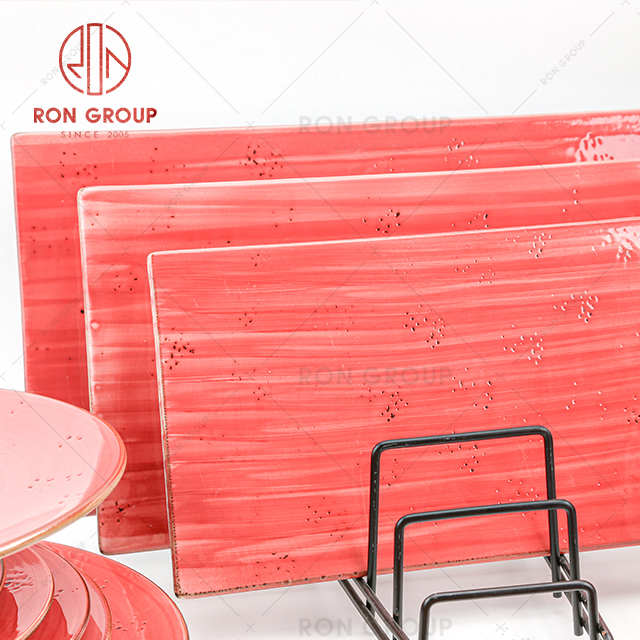 China supplied wholesale ceramic retangular plate luxury sushi plate steak plate