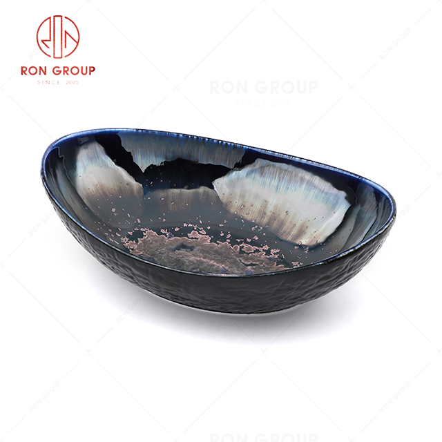 RN0660P00374  Wholesale Unique Design  Blue Agate Series Yuanbao Bowl